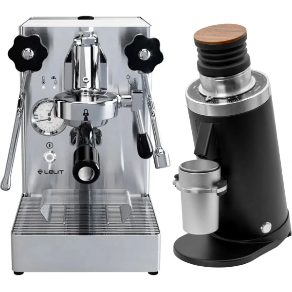 Lelit mara x e61 espresso machine with pid pl62x (stainless steel) & df64 gen 2 grinder w/ dlc burrs (black)