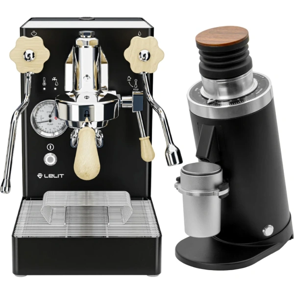 Lelit mara x semi-automatic heat-exchange e61 espresso machine with pid pl62x (black) & df64 gen 2 grinder w/ dlc burrs (black