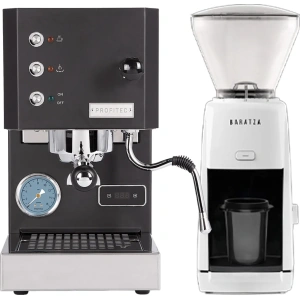 Profitec Go (Black) Espresso Machine & Baratza Encore ESP Grinder (White)