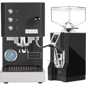 Profitec Go (Black) Espresso Machine & Eureka Mignon Specialita Grinder (Black)