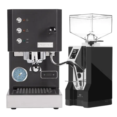 Profitec Go (Black) Espresso Machine & Eureka Mignon Specialita Grinder (Black)