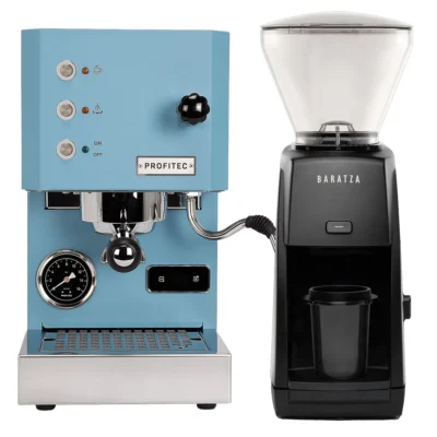 Profitec Go (Blue) Espresso Machine & Baratza Encore ESP (Black) Grinder