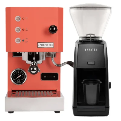 Profitec Go (Red) Espresso Machine & Baratza Encore ESP Grinder (Black)
