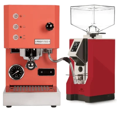 Profitec Go (Red) Espresso Machine & Eureka Mignon Specialita Grinder (Red)