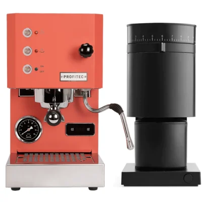 Profitec Go (Red) Espresso Machine & Fellow Opus Grinder (Black)