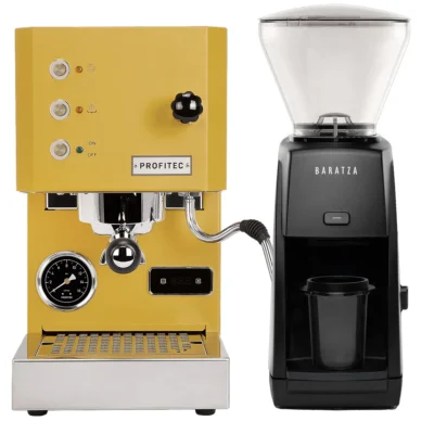 Profitec Go (Yellow) Espresso Machine & Baratza Encore ESP Grinder (Black)