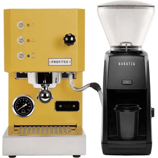 Profitec Go (Yellow) Espresso Machine & Baratza Encore ESP Grinder (Black)