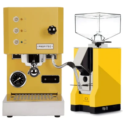 Profitec Go Yellow Espresso Machine & Eureka Mignon Slienzio Grinder (Yellow)