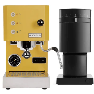 Profitec Go (Yellow) Espresso Machine & Fellow Opus Grinder (Black)