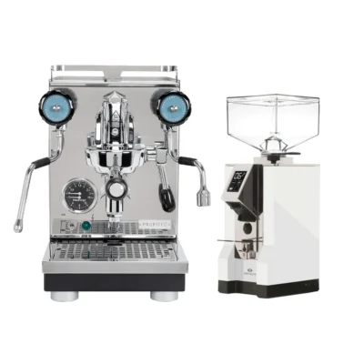 Profitec Pro 400 Espresso Machine & Eureka Mignon Specialita Grinder (White)