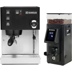 Rancilio Silvia M V6 Espresso Machine (Limited Edition Black and Stainless Steel) and Rancilio Stile Grinder Machine