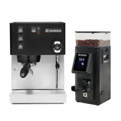 Rancilio Silvia M V6 Espresso Machine (Limited Edition Black and Stainless Steel) and Rancilio Stile Grinder Machine