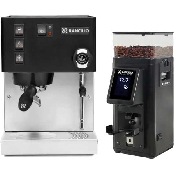 Rancilio Silvia M V6 Espresso Machine (Limited Edition Black and Stainless Steel) and Rancilio Stile Grinder Machine
