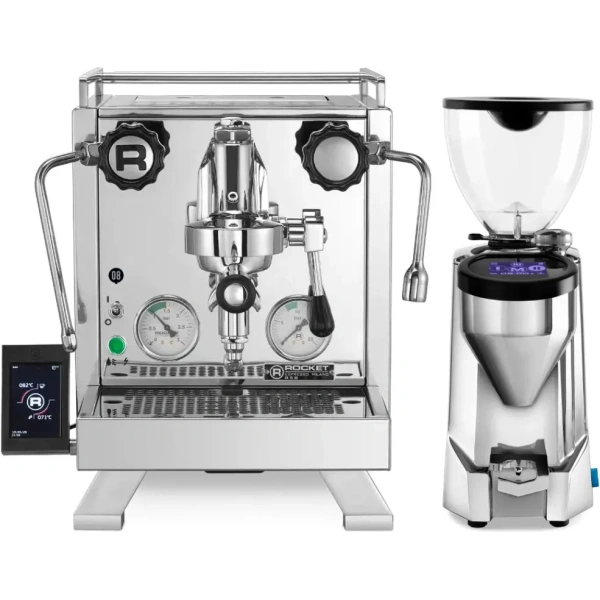 Rocket r58 cinquantotto espresso machine re792r3a11 & fausto 2.1 grinder rg821a3b12 (chrome)